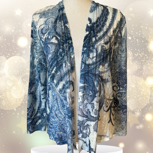 ❤️*GORGEOUS OPEN FRONT TOPPER w/LACE DETAIL SPRING/SUMMER CHICO SIZE: 1 = 8/10 - Picture 2 of 11